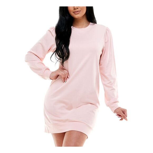 KINGSTON GREY Dresses & Skirts - KINGSTON GREY Womens Pink Long Sleeve Crew Neck Mini Shirt Dress XS